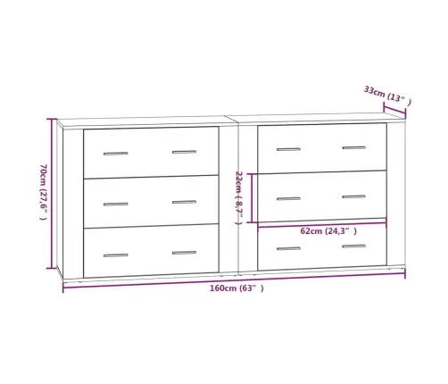 Puhvetkapid 2 Tk, Suitsutatud Tamm, Tehispuit Puhvetkapid 2 Tk, Suitsutatud Tamm, Tehispuit