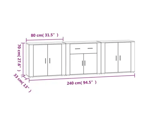Puhvetkapid 3 Tk, Valge, Tehispuit Puhvetkapid 3 Tk, Valge, Tehispuit