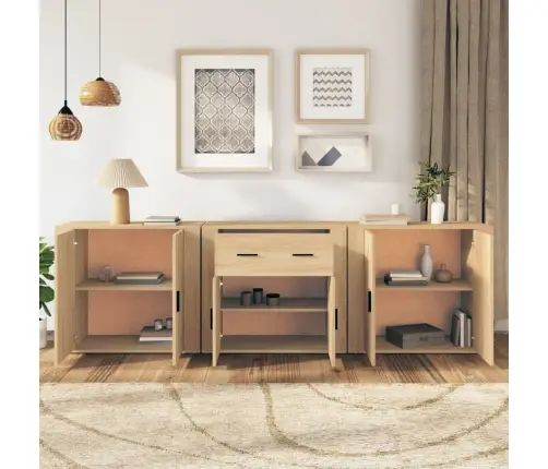 Kumodes, 3 Gab., Ozolkoka Krāsa, Inženierijas Koks Vidaxl