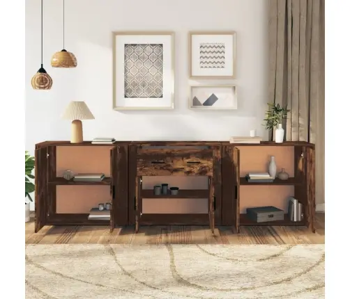 Kumodes, 3 Gab., Ozolkoka Krāsa, Inženierijas Koks Vidaxl Kumodes, 3 Gab., Ozolkoka Krāsa, Inženierijas Koks Vidaxl