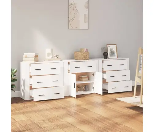 Šoninės Spintelės, 3Vnt., Baltos Spalvos, Apdirbta Mediena