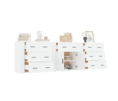 Šoninės Spintelės, 3Vnt., Baltos Spalvos, Apdirbta Mediena