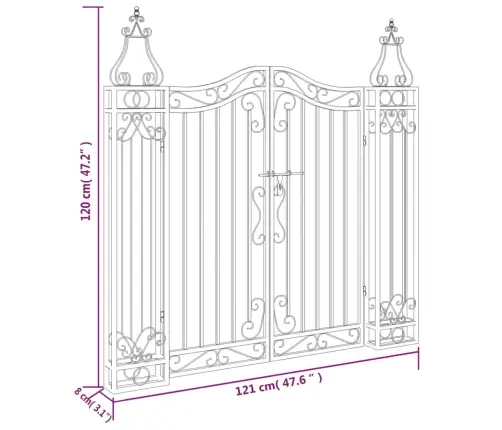 Aiavärav, Must, 121 X 8 X 120 cm Sepistatud Raud