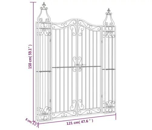 Aiavärav, Must, 121 X 8 X 150 cm Sepistatud Raud