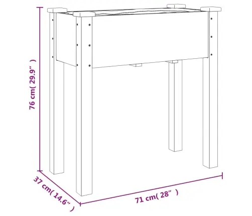Puķu Kaste Ar Ieliktni, 71X37X76 Cm, Egles Masīvkoks Vidaxl