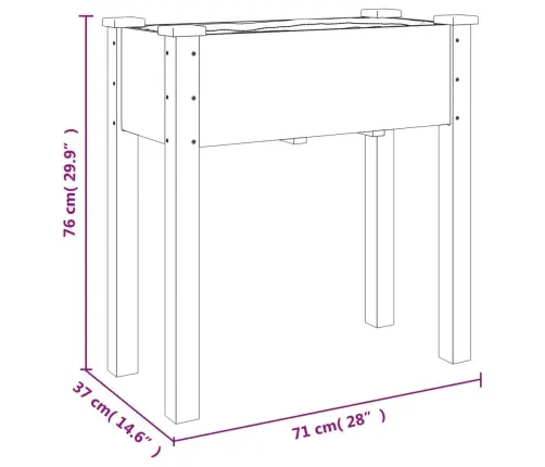 Voodriga Taimelava, Hall, 71 X 37 X 76 cm Nulupuit