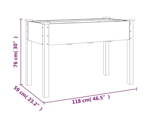 Voodriga Taimelava, 118 X 59 X 76 cm Nulupuit
