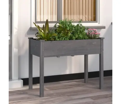 Puķu Kaste Ar Ieliktni, Pelēka, 118X59X76 Cm, Egles Masīvkoks Vidaxl