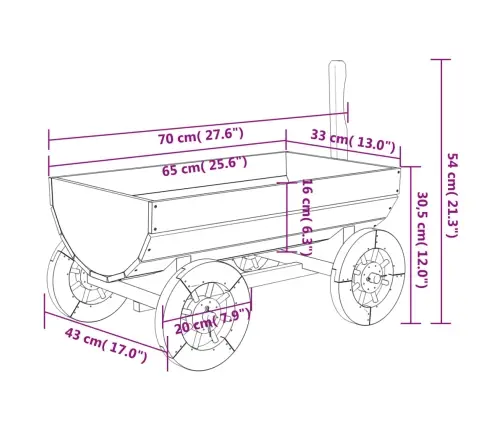 Dekoratīvi Ratiņi, 70X43X54 Cm, Egles Masīvkoks Vidaxl