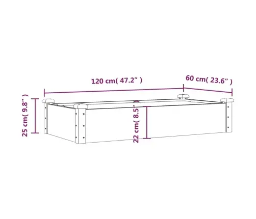 Voodriga Aia Taimelava, 120 X 60 X 25 cm Nulupuit