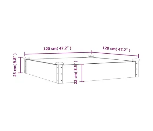 Augstā Puķu Kaste Ar Ieliktni, 120X120X25 Cm, Egles Masīvkoks Vidaxl
