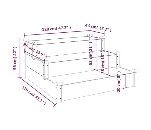 Augstā Puķu Kaste Ar Ieliktni, 120X120X56 Cm, Egles Masīvkoks Vidaxl