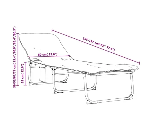 Kokkupandav Päevitustool, Tumeroheline, Kangas