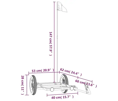Velosipēda Piekabe, 122X53X28 Cm, Dzelzs, Melna Vidaxl Velosipēda Piekabe, 122X53X28 Cm, Dzelzs, Melna Vidaxl