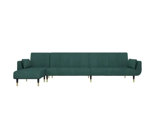 L-Formas Dīvāngulta, Tumši Zaļa, 275X140X70 Cm, Samts Vidaxl