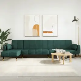 L-Formas Dīvāngulta, Tumši Zaļa, 275X140X70 Cm, Samts Vidaxl L-Formas Dīvāngulta, Tumši Zaļa, 275X140X70 Cm, Samts Vidaxl