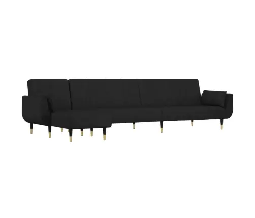 L Formos Sofa-Lova, Juodos Spalvos, 275X140X70cm Aksomas