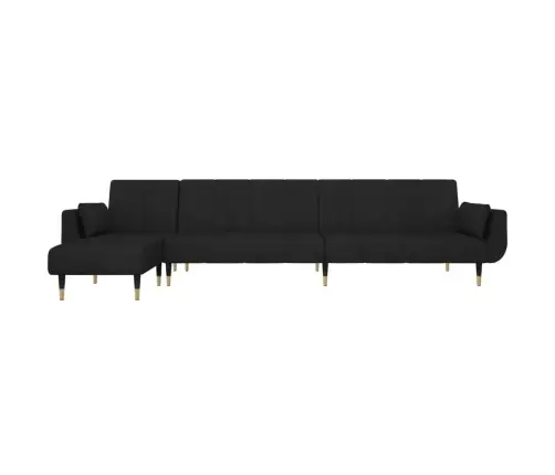 L Formos Sofa-Lova, Juodos Spalvos, 275X140X70cm Aksomas