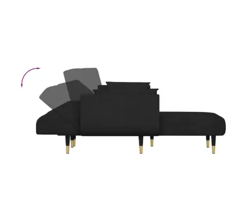 L Formos Sofa-Lova, Juodos Spalvos, 275X140X70cm Aksomas