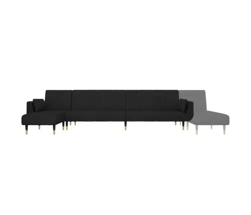 L Formos Sofa-Lova, Juodos Spalvos, 275X140X70cm Aksomas