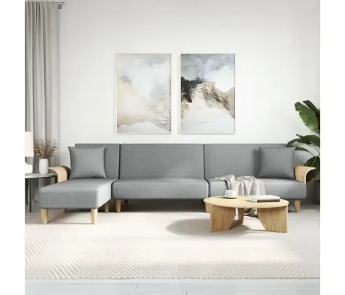 L-Kujuline Diivanvoodi, Helehall, 279 X 140 X 70 cm Kangas