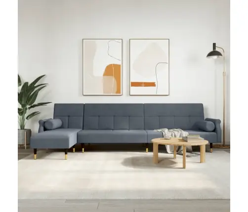 L-Formas Dīvāngulta, Tumši Pelēka, 271X140X70 Cm, Samts Vidaxl