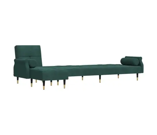 L-Formas Dīvāngulta, Tumši Zaļa, 271X140X70 Cm, Samts Vidaxl