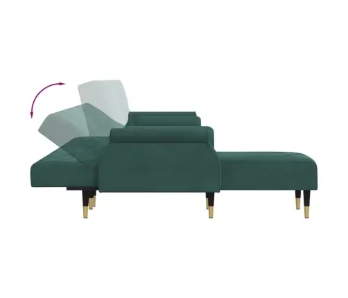 L-Formas Dīvāngulta, Tumši Zaļa, 271X140X70 Cm, Samts Vidaxl