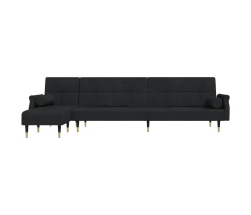 L Formos Sofa-Lova, Juodos Spalvos, 271X140X70cm Aksomas