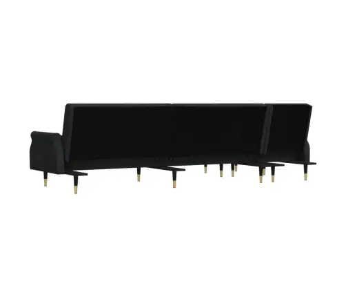 L Formos Sofa-Lova, Juodos Spalvos, 271X140X70cm Aksomas
