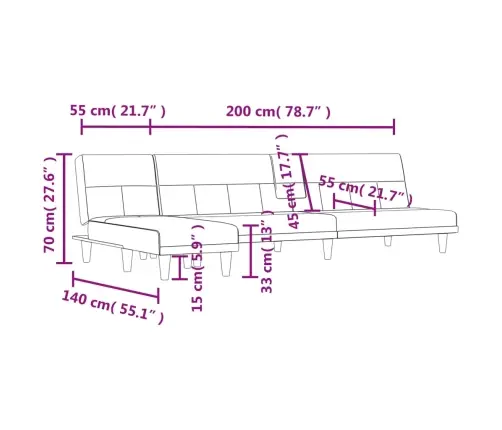 L-Formas Dīvāngulta, Gaiši Pelēka, 255X140X70 Cm, Audums Vidaxl