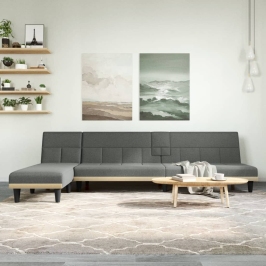 L-Formas Dīvāngulta, Tumši Pelēka, 255X140X70 Cm, Audums Vidaxl
