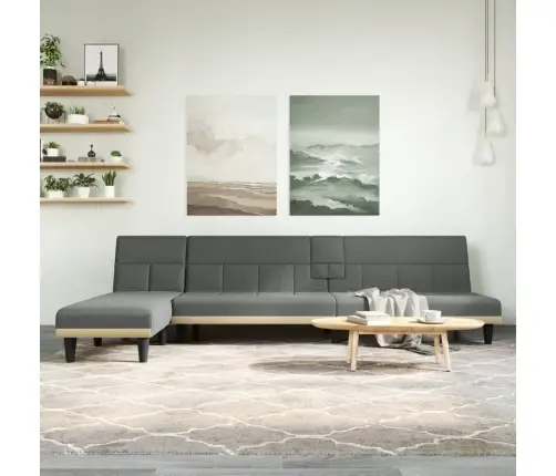 L Formos Sofa-Lova, Tamsiai Pilka, 255X140X70cm Audinys L Formos Sofa-Lova, Tamsiai Pilka, 255X140X70cm Audinys