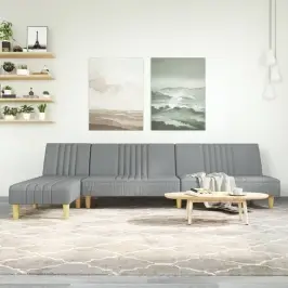 L Formos Sofa-Lova, Šviesiai Pilka, 255X140X70cm Audinys