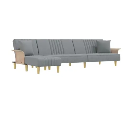 L Formos Sofa-Lova, Šviesiai Pilka, 279X140X70cm Audinys
