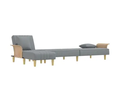 L Formos Sofa-Lova, Šviesiai Pilka, 279X140X70cm Audinys