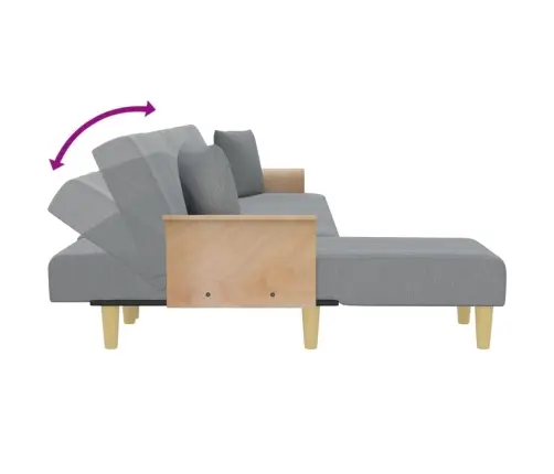 L Formos Sofa-Lova, Šviesiai Pilka, 279X140X70cm Audinys