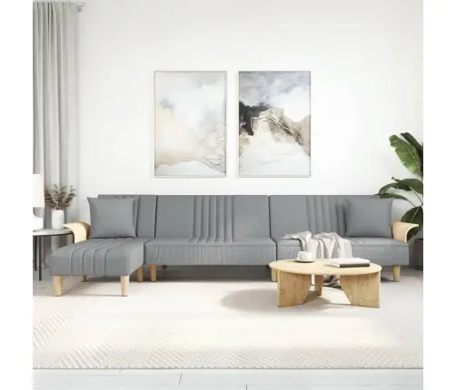 L Formos Sofa-Lova, Šviesiai Pilka, 279X140X70cm Audinys