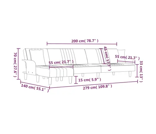 L-Formas Dīvāngulta, Tumši Pelēka, 279X140X70 Cm, Audums Vidaxl