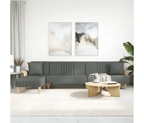 L-Formas Dīvāngulta, Tumši Pelēka, 279X140X70 Cm, Audums Vidaxl