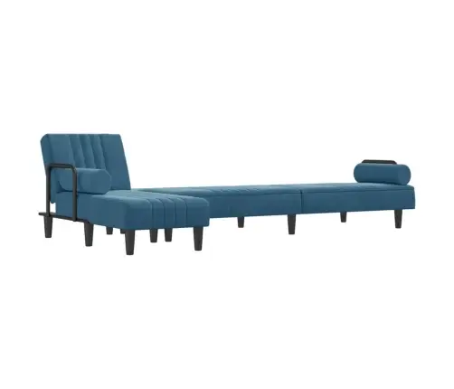 L-Kujuline Diivanvoodi, Sinine, 260 X 140 X 70 cm Samet L-Kujuline Diivanvoodi, Sinine, 260 X 140 X 70 cm Samet