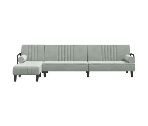 L Formos Sofa-Lova, Šviesiai Pilka, 260X140X70cm Aksomas