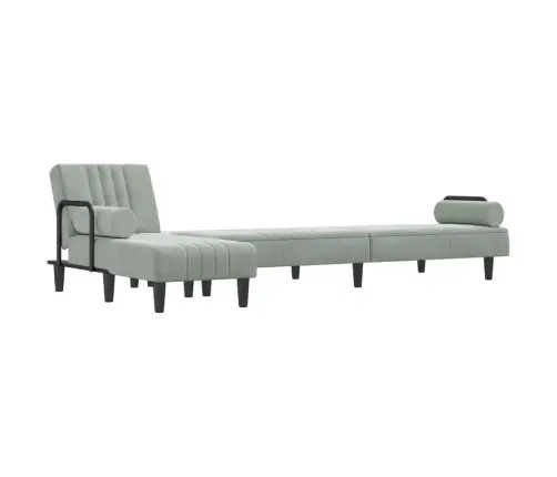 L Formos Sofa-Lova, Šviesiai Pilka, 260X140X70cm Aksomas