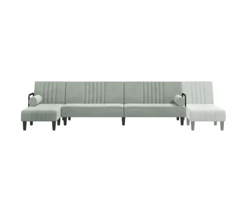 L Formos Sofa-Lova, Šviesiai Pilka, 260X140X70cm Aksomas