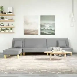 L Formos Sofa-Lova, Šviesiai Pilka, 255X140X70cm Audinys