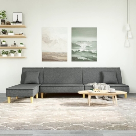 L-Formas Dīvāngulta, Tumši Pelēka, 255X140X70 Cm, Audums Vidaxl