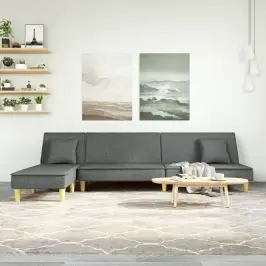 L-Formas Dīvāngulta, Tumši Pelēka, 255X140X70 Cm, Audums Vidaxl