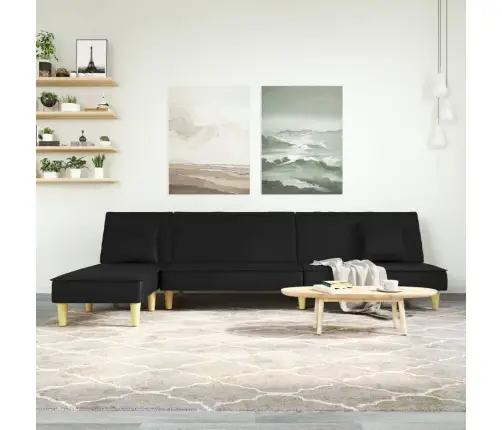 L-Formas Dīvāngulta, Melna, 255X140X70 Cm, Audums Vidaxl