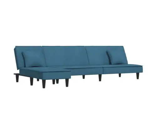 L Formos Sofa-Lova, Mėlynos Spalvos, 255X140X70cm Aksomas