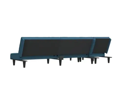 L Formos Sofa-Lova, Mėlynos Spalvos, 255X140X70cm Aksomas